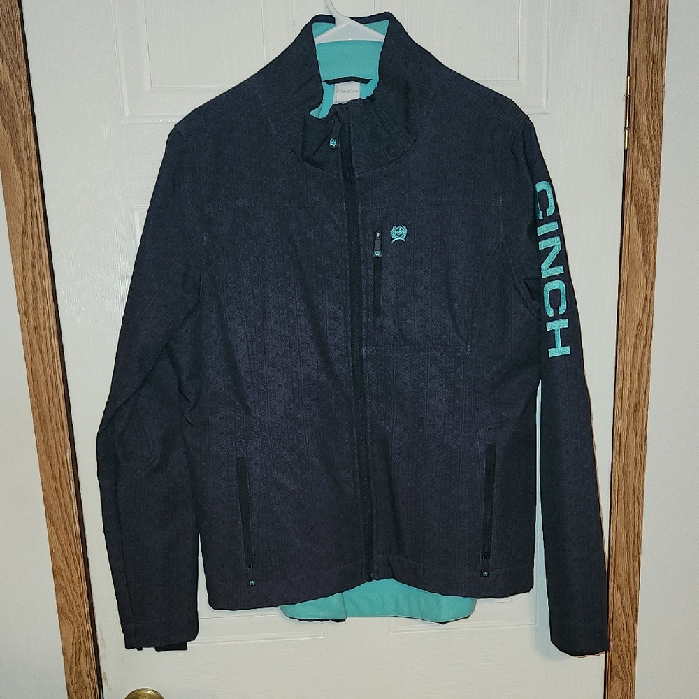 Cinch Dark Jacket with Aqua Details